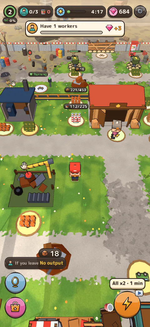 Zombie Homestead gameplay: a base with a workshop and a warehouse