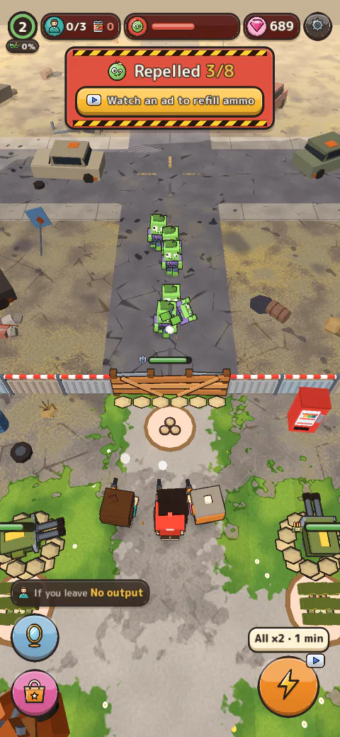 Turrets firing at zombies closing in on a barricade