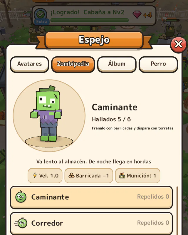 La pantalla de la Zombipedia